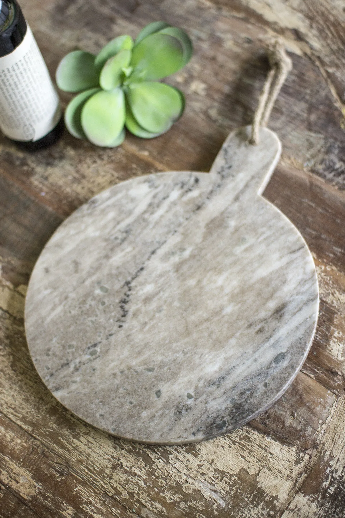 Round Gray Marble Serving Board - Set of 2