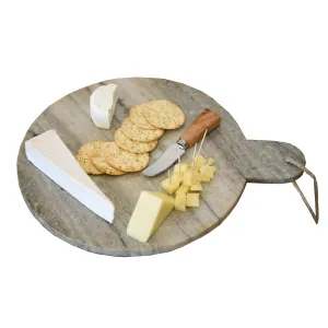 Round Gray Marble Serving Board - Set of 2