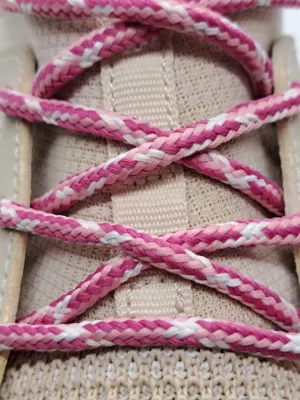 Round Multi-Color Shoelaces - Pink, Neon Pink and White