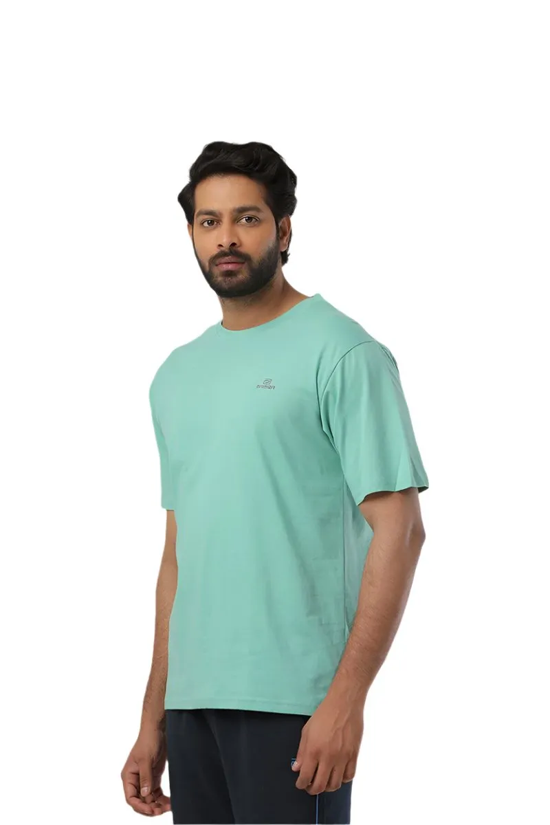 Round Neck - Blue and Light Green Solid T-Shirt Pack Of 2 Combo For Men | Ariser