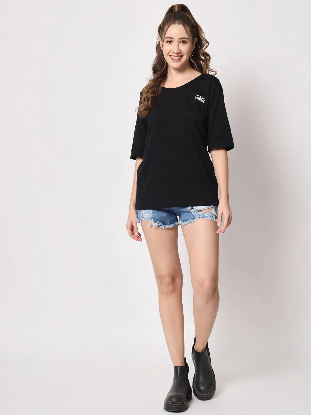 Round Neck Drop Shoulder Cotton T-shirt