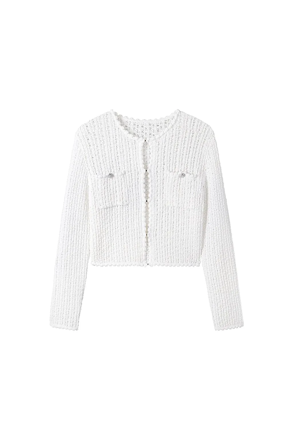 Round Neck Hollow Cropped Woolen Jacket