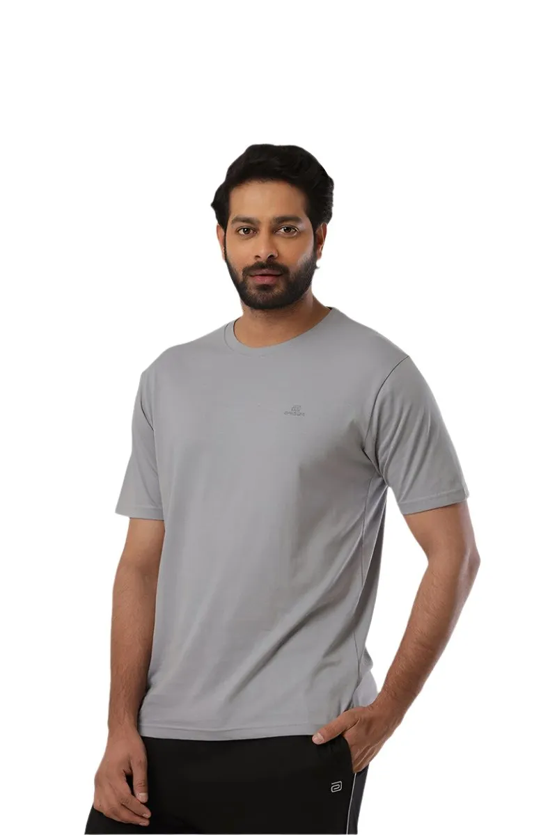 Round Neck - Iron Gray and Light Green Solid T-Shirt Pack Of 2 Combo For Men | Ariser