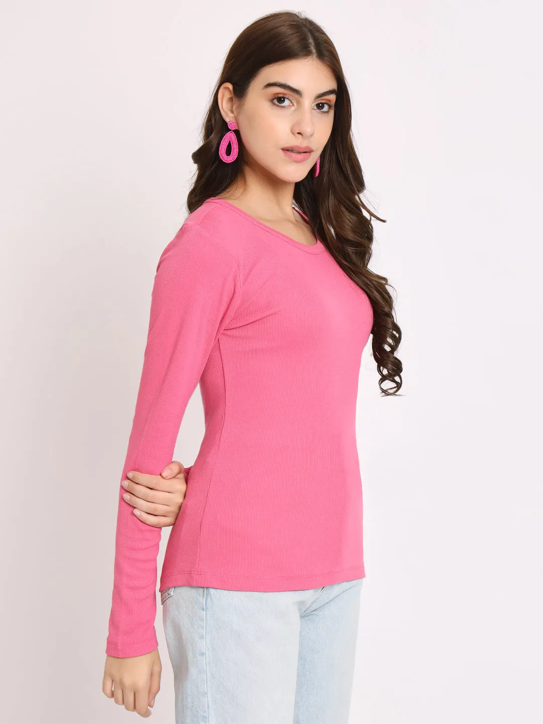 Round Neck Long Sleeves Fitted Top