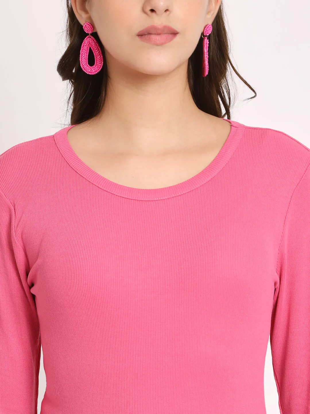 Round Neck Long Sleeves Fitted Top