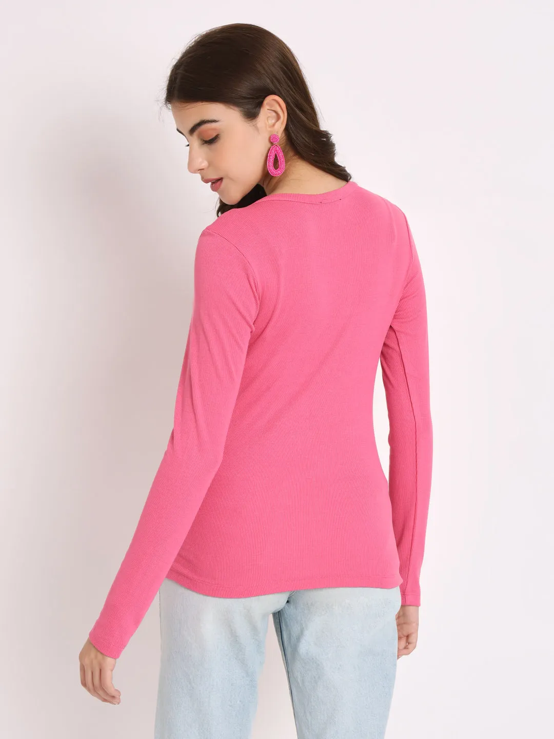 Round Neck Long Sleeves Fitted Top