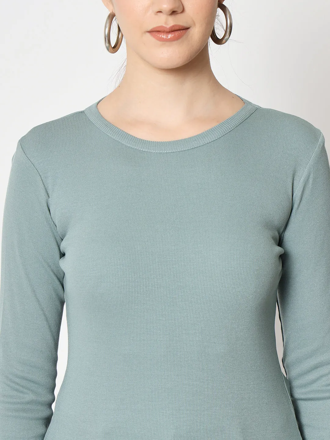 Round Neck Long Sleeves Liva Top