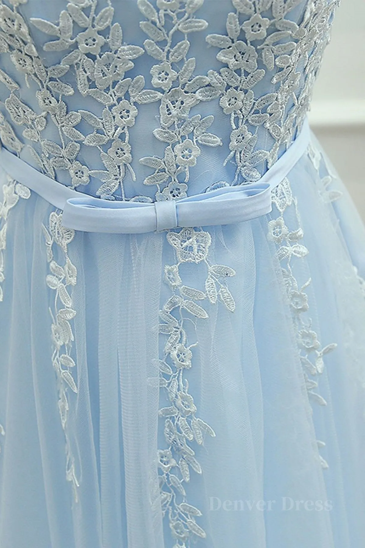 Round Neck Short Blue Lace Prom Dresses, Short Blue Lace Homecoming Graduation Dresses