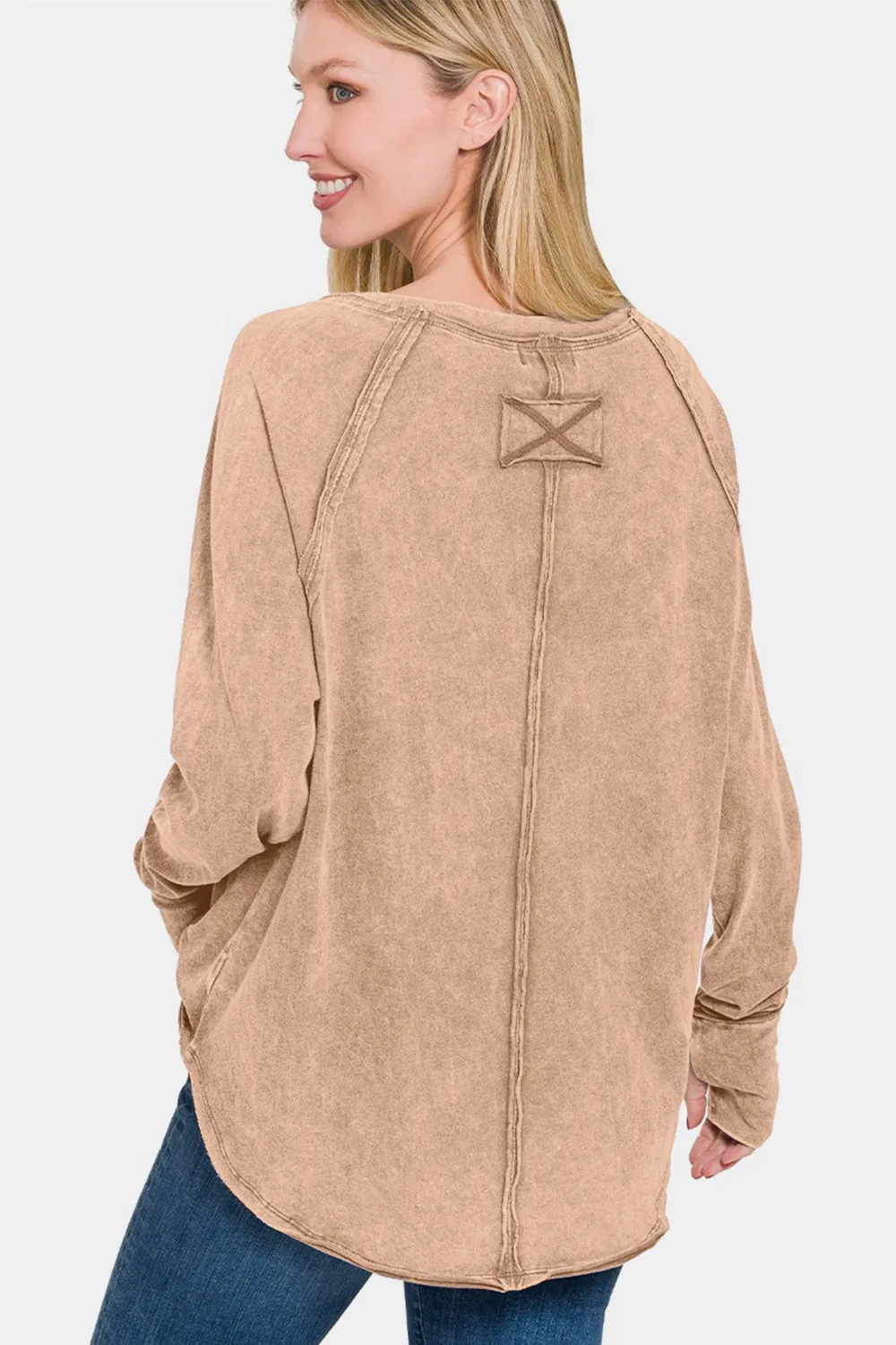 Round Neck Thumbhole Long Sleeve T-Shirt