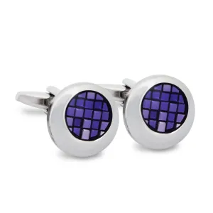 Round Off-Centre Purple Cufflinks (Online Exclusive)