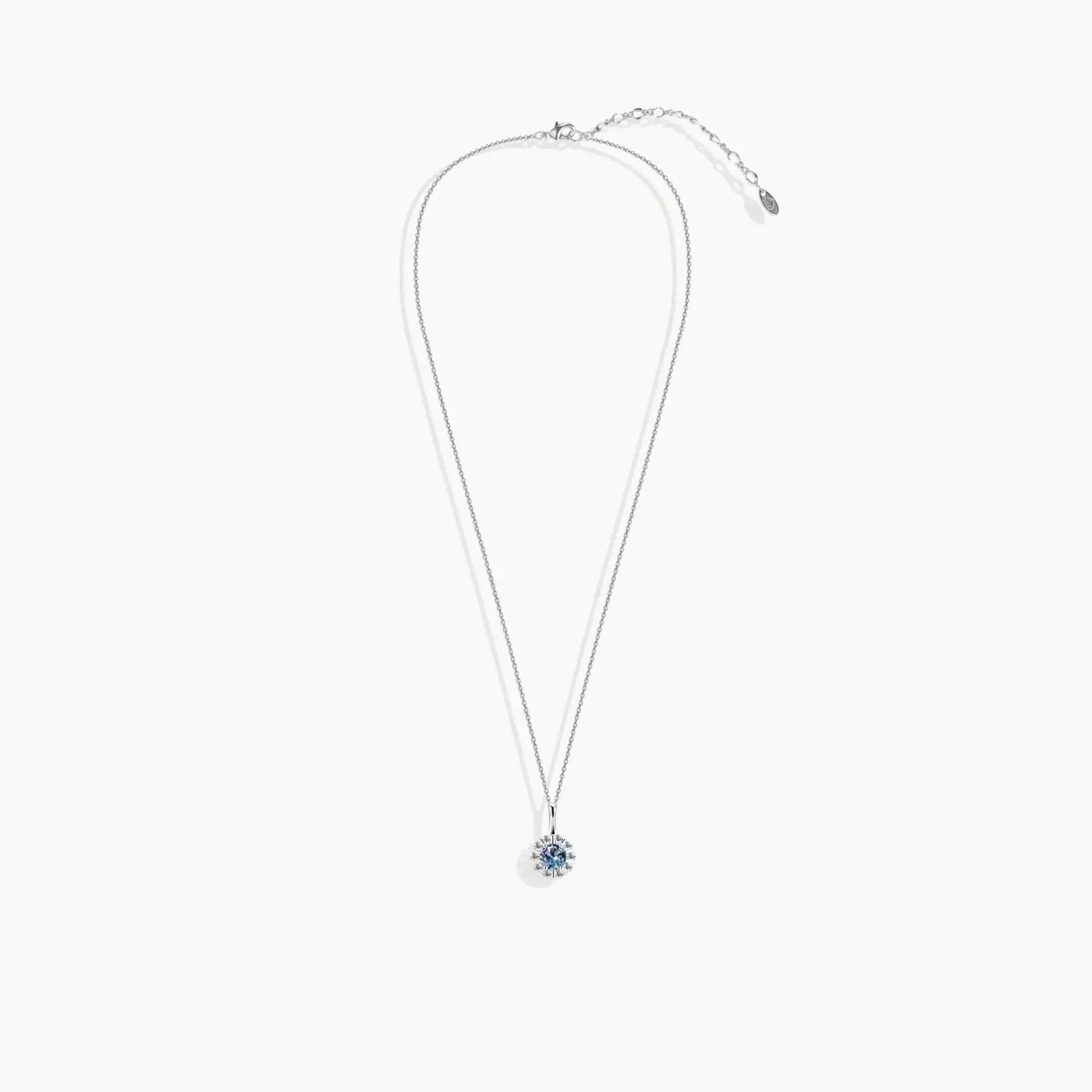 Round Shape Alexandrite Halo Pendant Necklace in Silver - Irosk Australia®