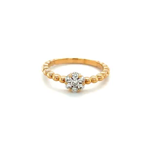 Round Shape Multi Diamond on Beaded Band Ring