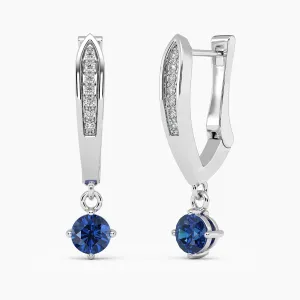 Round Shape Sapphire Drop Earrings - Irosk Australia®