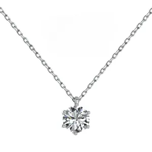 Round Solitaire Simulated Diamond Pendant Necklace - 1Ct./2Ct./3Ct.