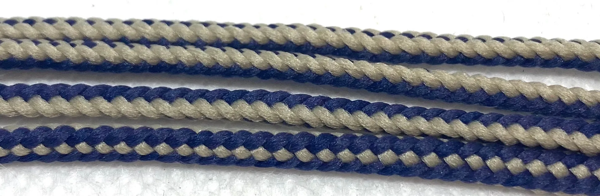 Round Striped Dress Shoelaces - Tan and Navy Blue