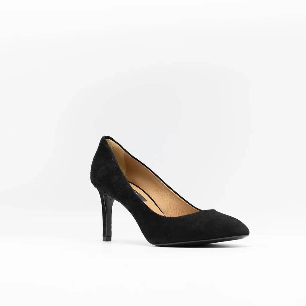 Round Toe Pumps Black Suede