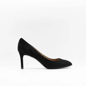 Round Toe Pumps Black Suede