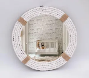 Round Wall Mounted Rope Mirror, Coastal Theme Wall Mirror, Nautical Themed Mirror, Wall Mirror for Home Decoration Office, Wall Hanging