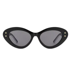 Rounded Cat Eye Sunglasses in Black & White