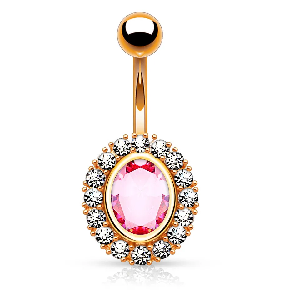 Roxette's Fandango Pink Belly Bar with Rose Gold Plating