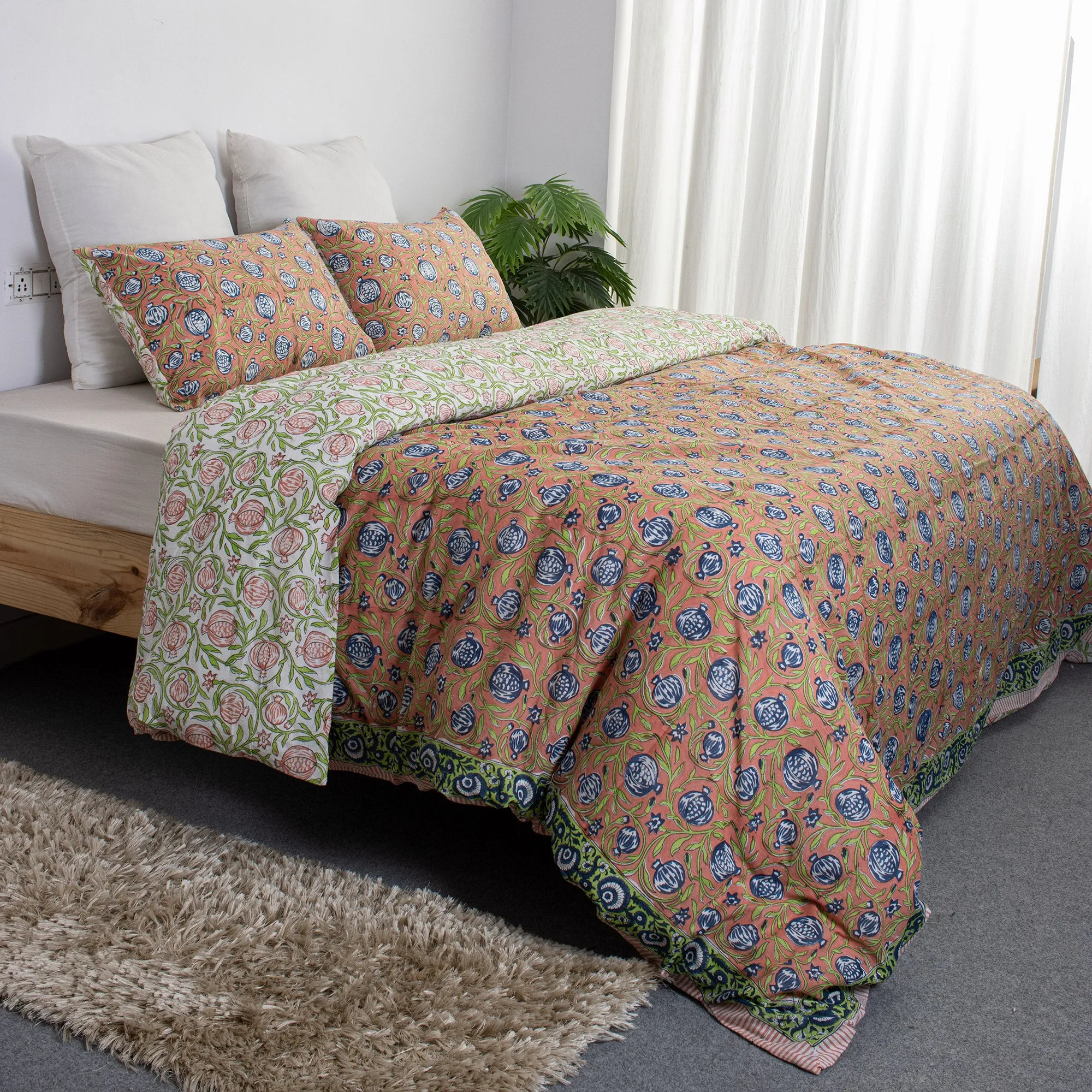 Royal Block Print Soft Cotton Duvet Covers Shams