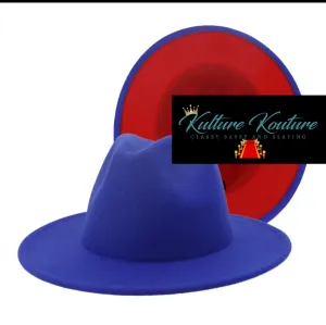 ROYAL BLUE AND RED UNISEX FEDORA