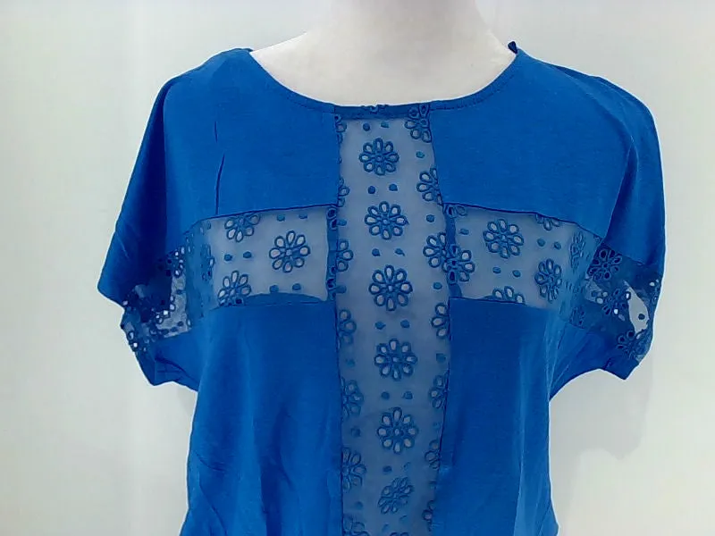 Royal Blue Floral Embroidered Blouse XSmall