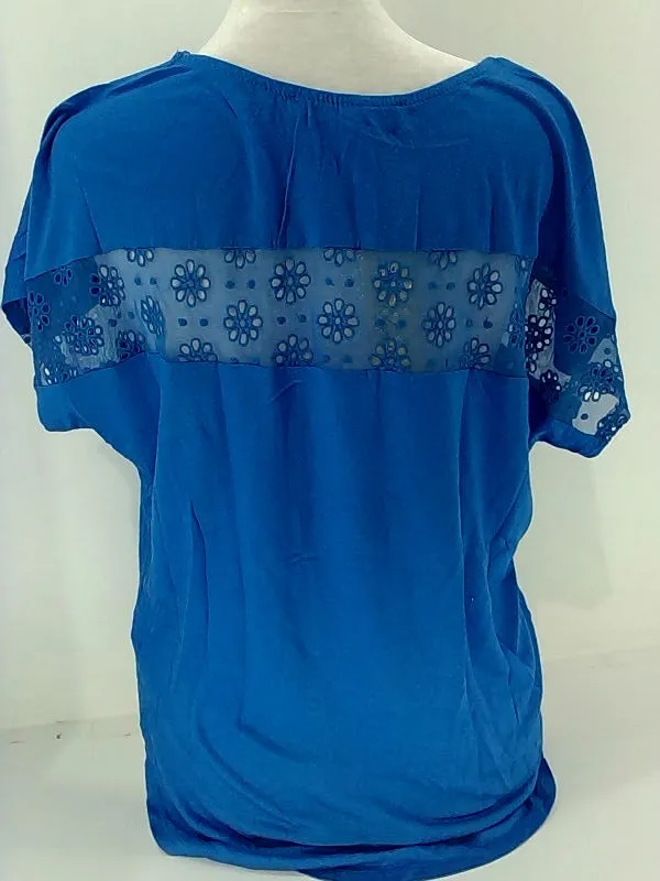 Royal Blue Floral Embroidered Blouse XSmall