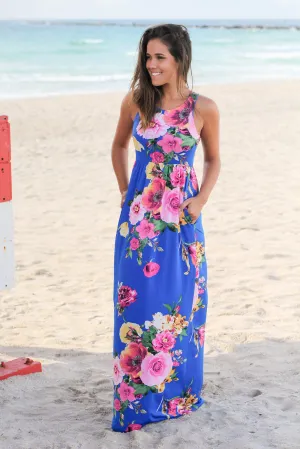 Royal Blue Floral Maxi Dress