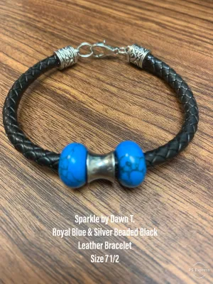 Royal Blue Gems Leather bracelet