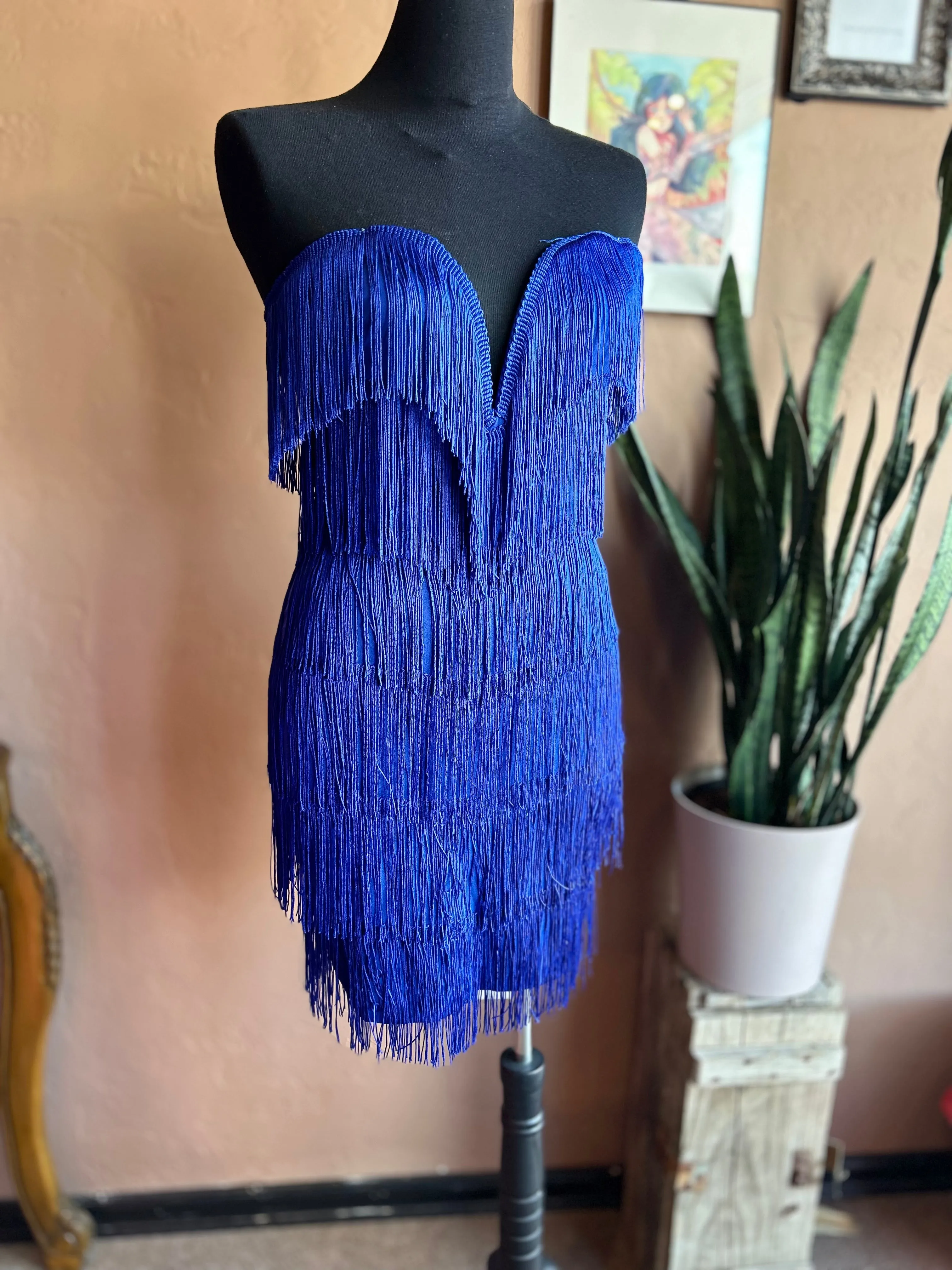 Royal Blue Great Gatsby Mini Cocktail Dress