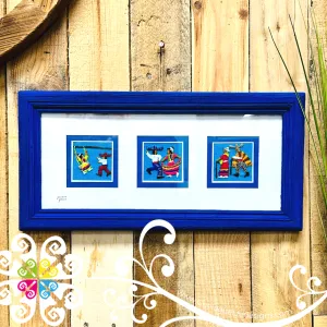 Royal Blue Long Culturas Bordadas - Embroidered Wood Frame