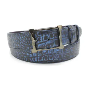 Royal Blue Mirror Effect Mock Croc Frame Belt