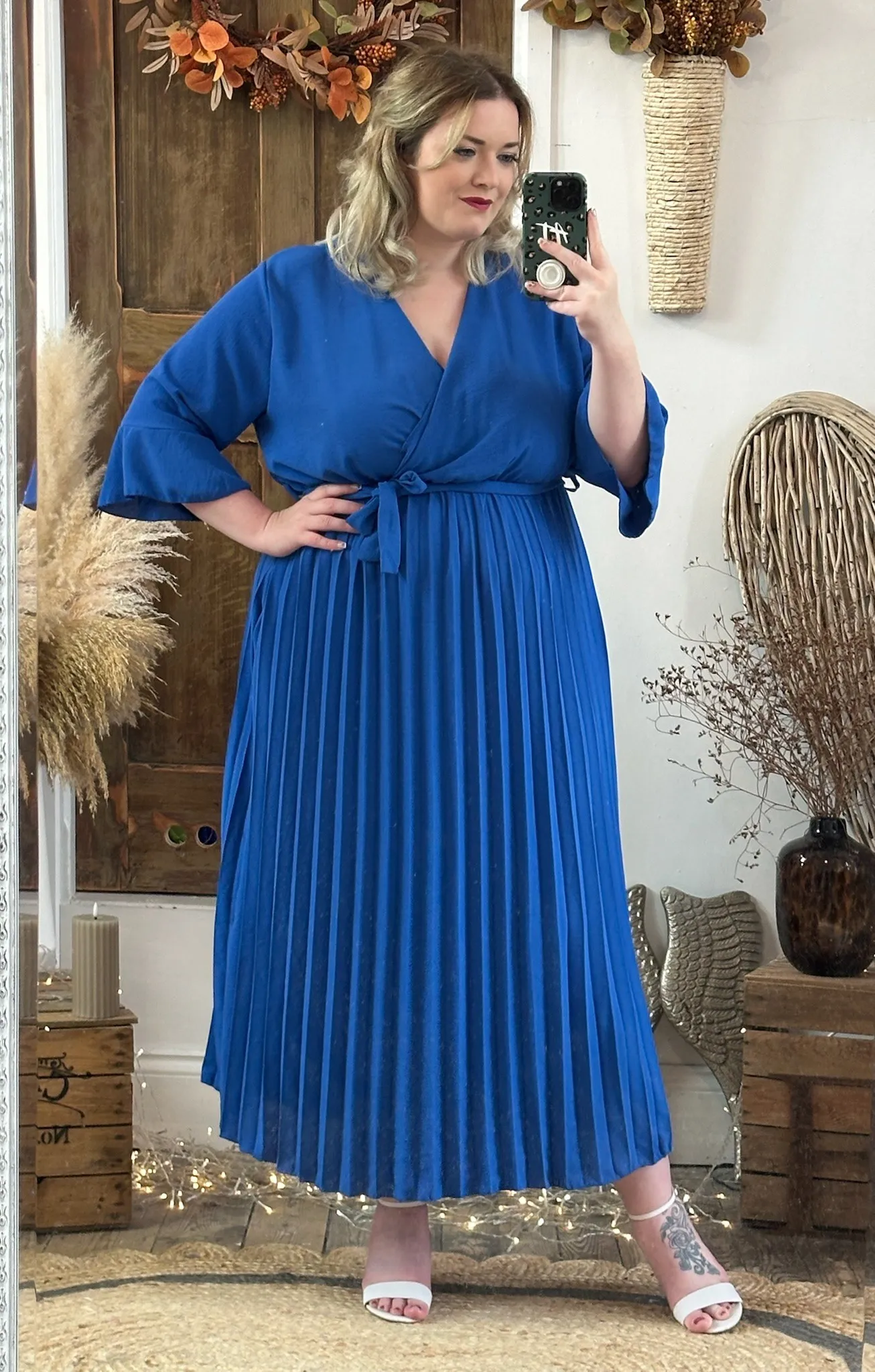 Royal Blue Rowan Pleated Midaxi Dress