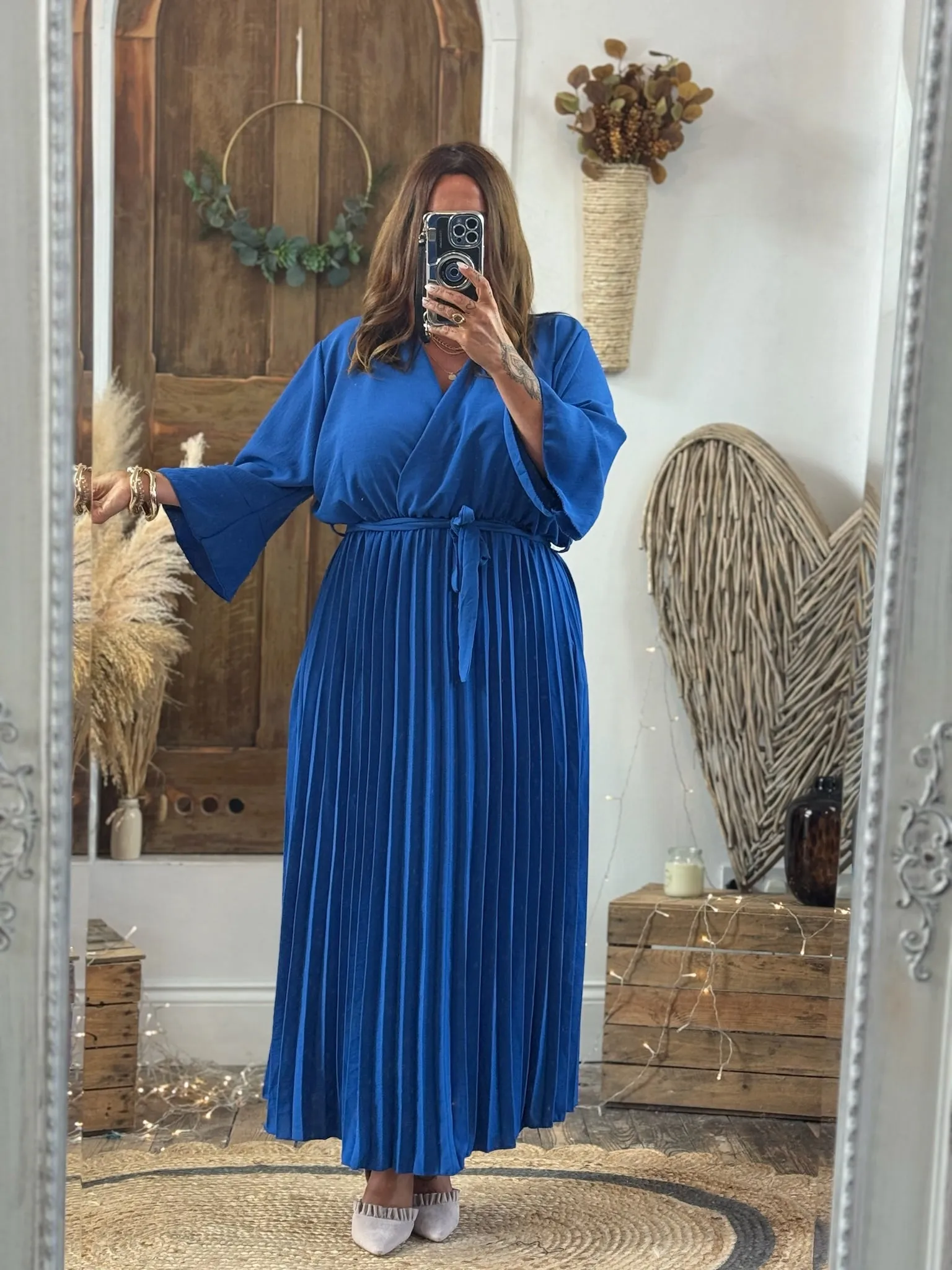 Royal Blue Rowan Pleated Midaxi Dress