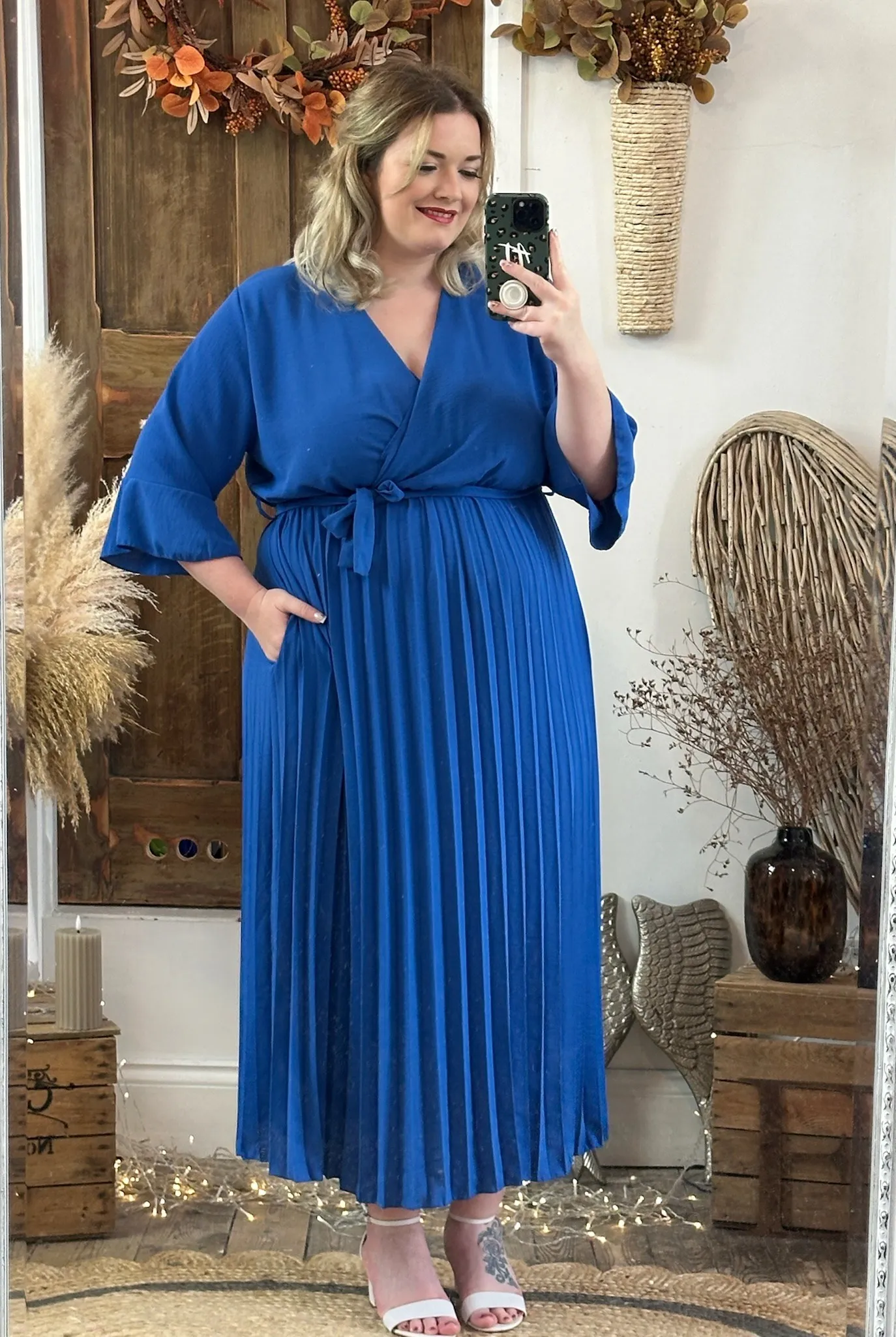 Royal Blue Rowan Pleated Midaxi Dress