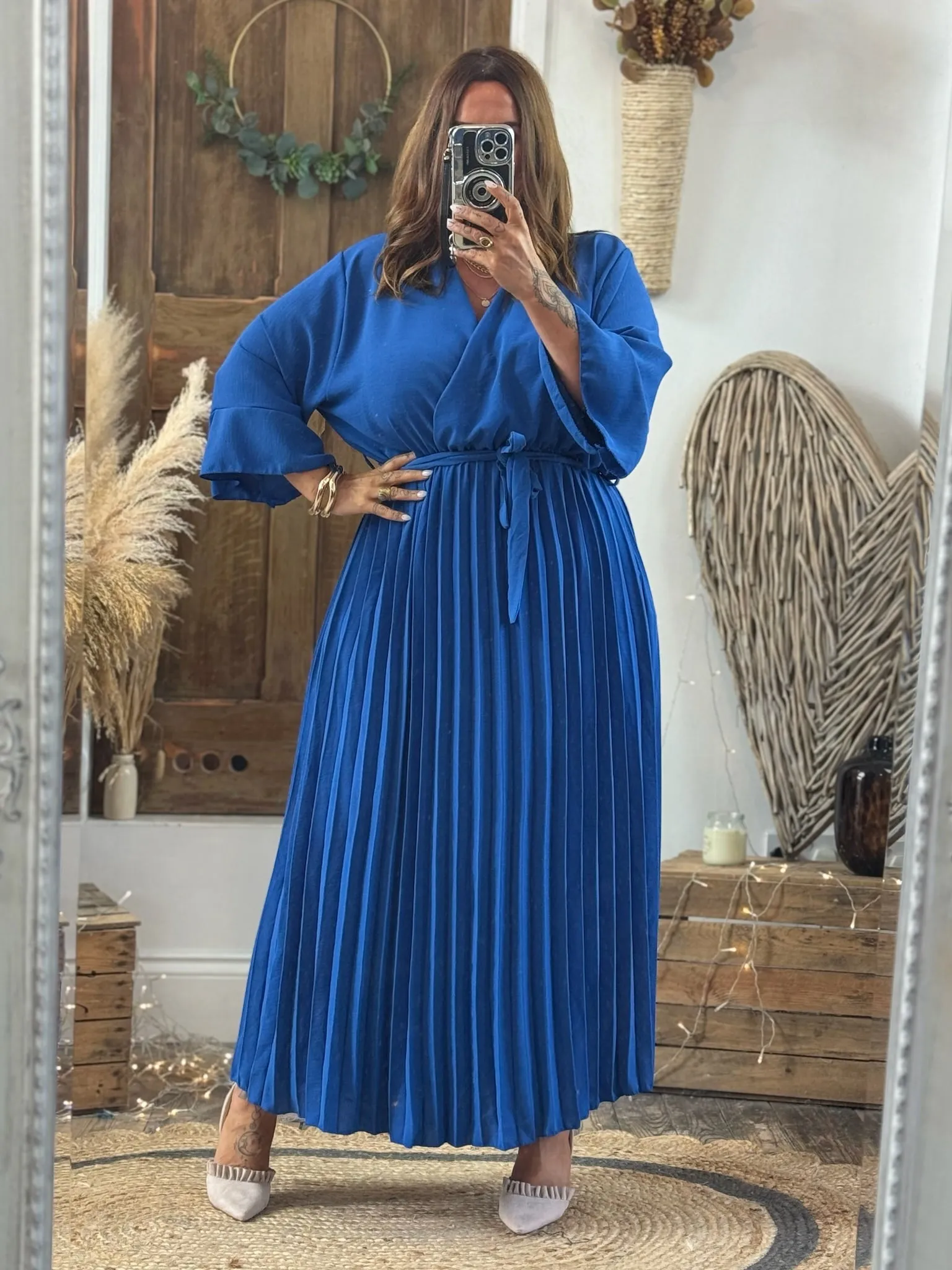 Royal Blue Rowan Pleated Midaxi Dress