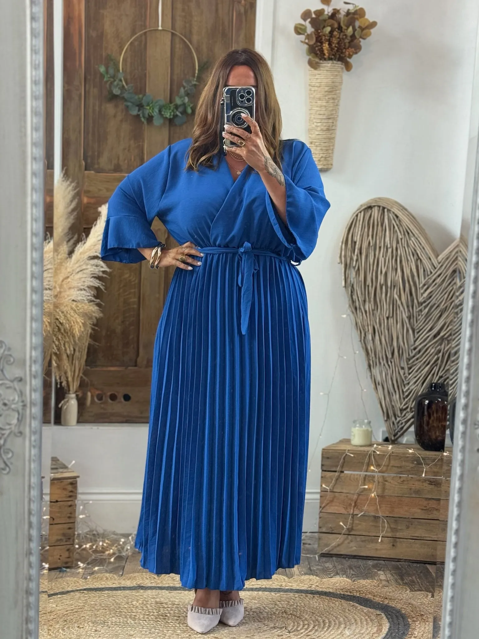 Royal Blue Rowan Pleated Midaxi Dress