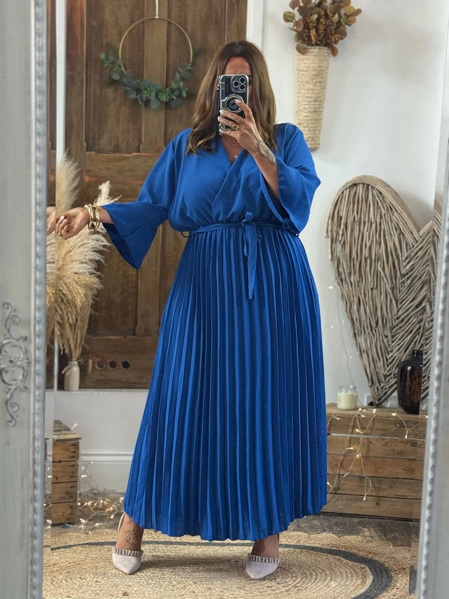 Royal Blue Rowan Pleated Midaxi Dress