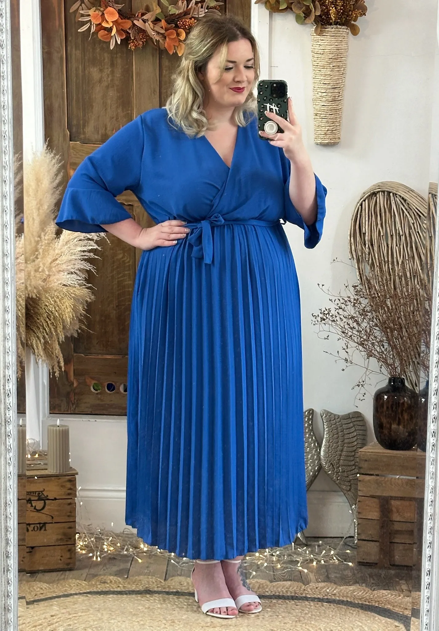 Royal Blue Rowan Pleated Midaxi Dress