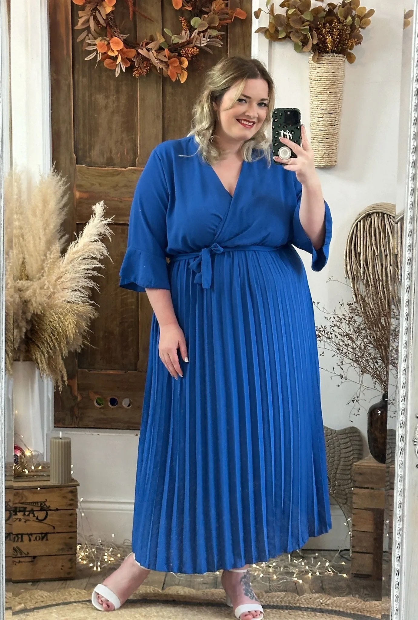 Royal Blue Rowan Pleated Midaxi Dress