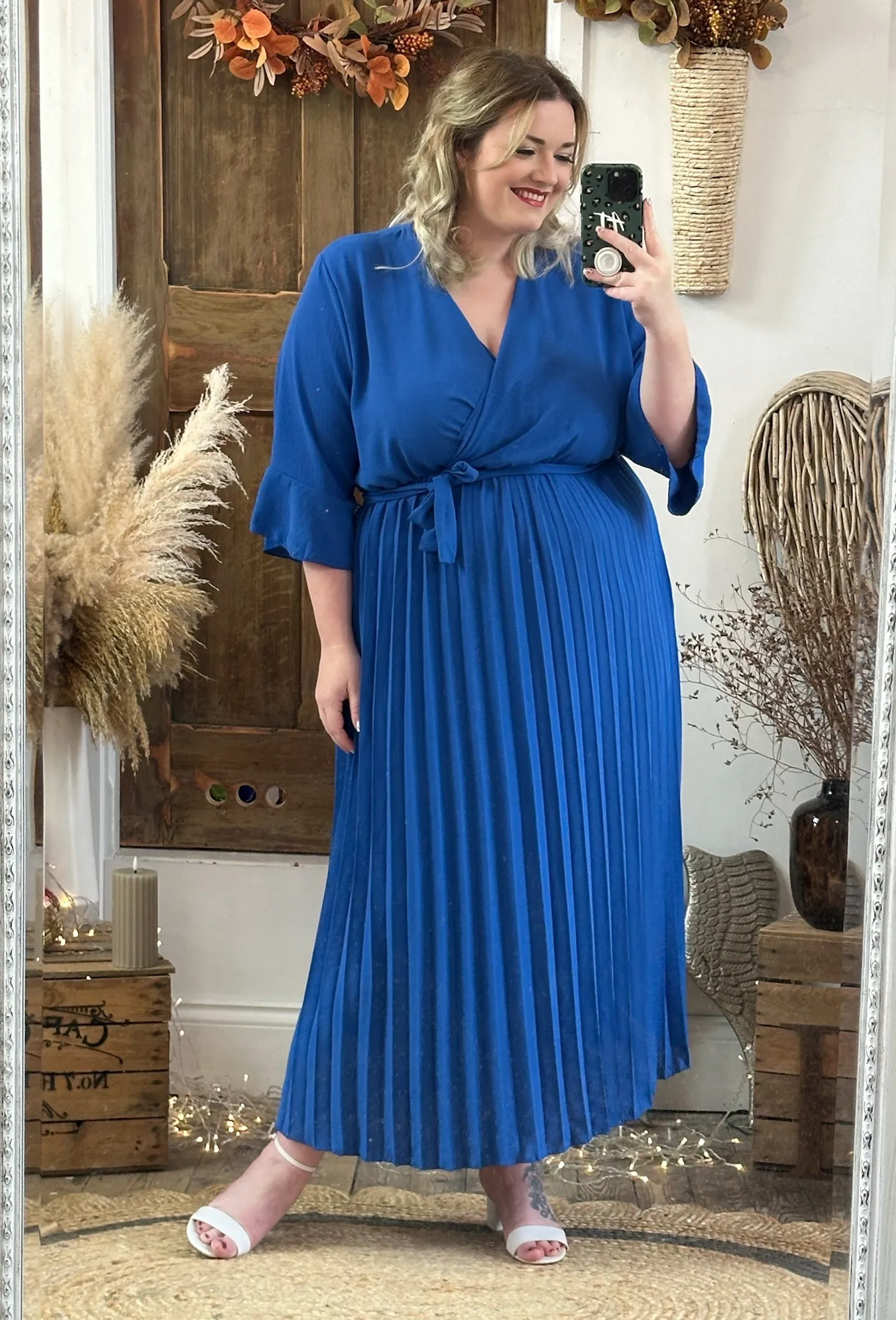 Royal Blue Rowan Pleated Midaxi Dress