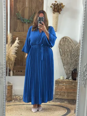 Royal Blue Rowan Pleated Midaxi Dress