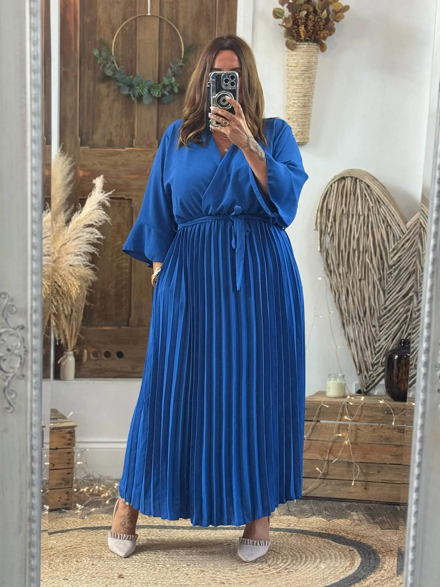 Royal Blue Rowan Pleated Midaxi Dress