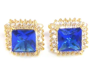 Royal Blue Sapphire Princess Cut Cufflinks