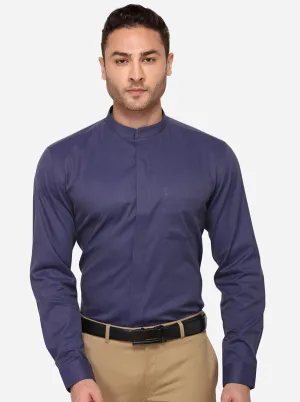 Royal Blue Striped Slim Fit Formal Shirt | Greenfibre