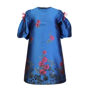 ROYAL BLUE VIRAGO SHORT SLEEVE A-LINE DRESS