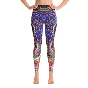 Royal Blue YOGA Leggings Baroque YOGA Leggings Women Sportswear Spandex High Waist Leggings, PF - 1053A