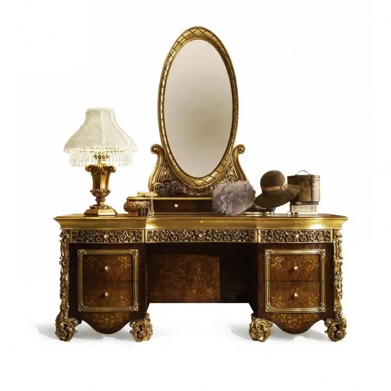 Royal Classic Teak Wood Carving Dressing Table