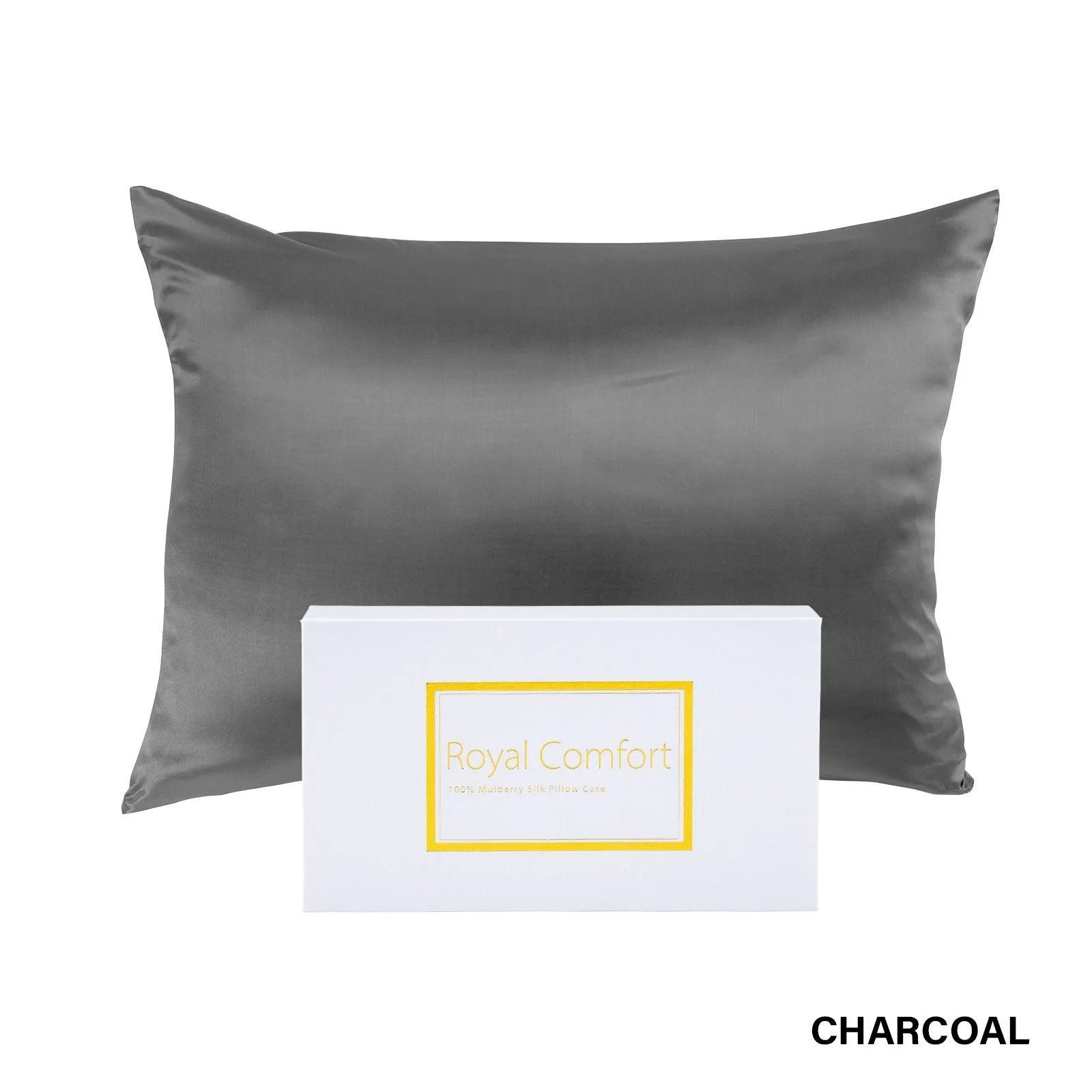 Royal Comfort Pure Silk Pillow Case 100% Mulberry Silk Hypoallergenic Pillowcase - Charcoal